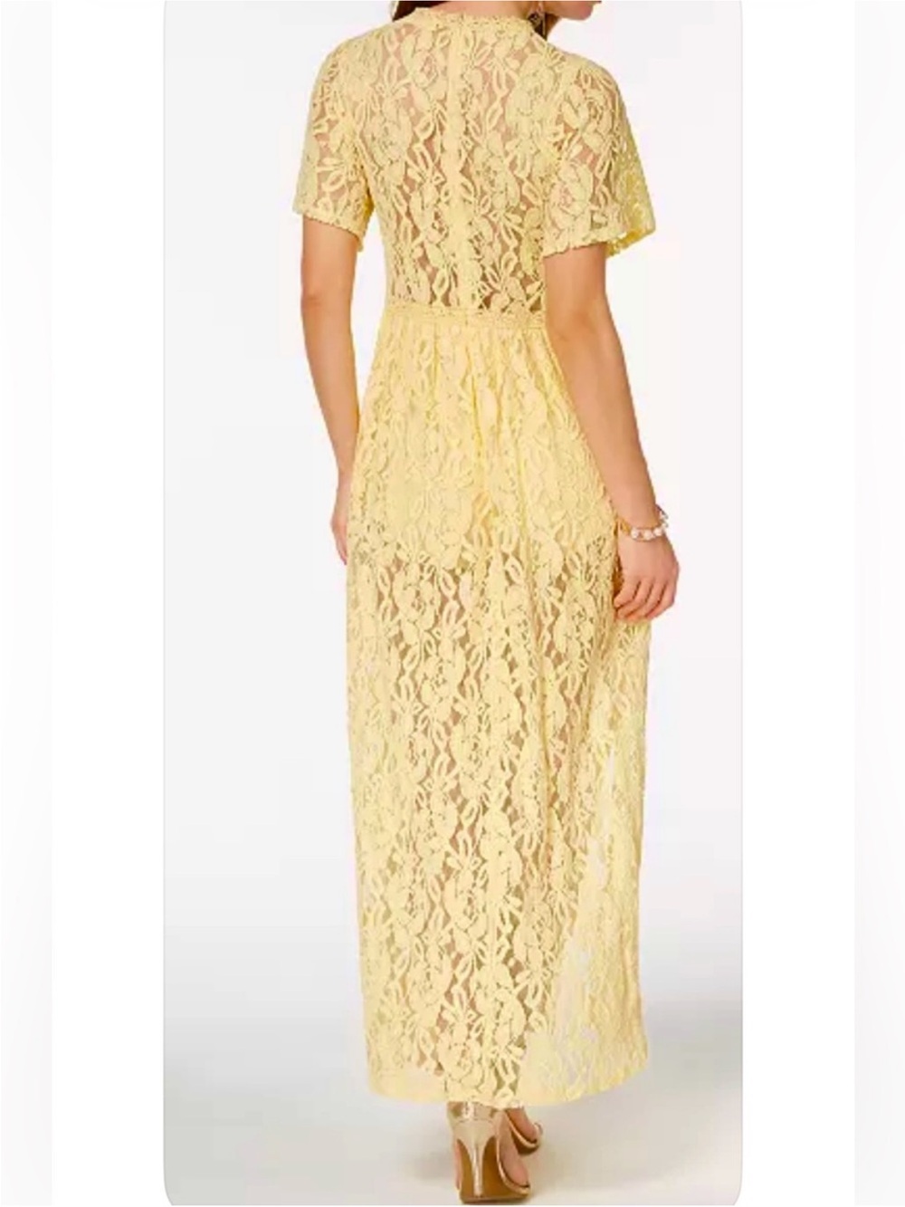 Disney Princess Yellow Lace Tie-Front Maxi Dress with Built-in Shorts - Picture 2 of 4